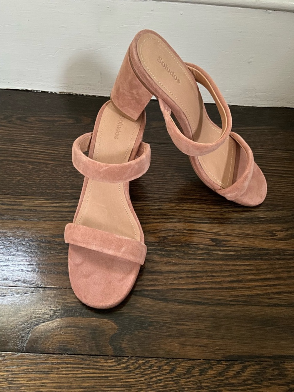 Soludos Pink Suede Block Heel Sandals NWOB